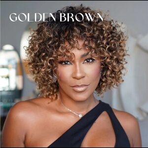 Golden Brown Curly Hair Wig